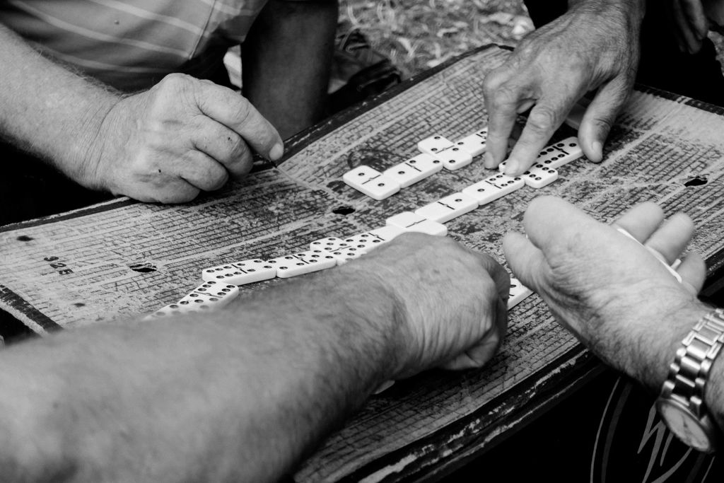 Gaming chips and cards on the table felt